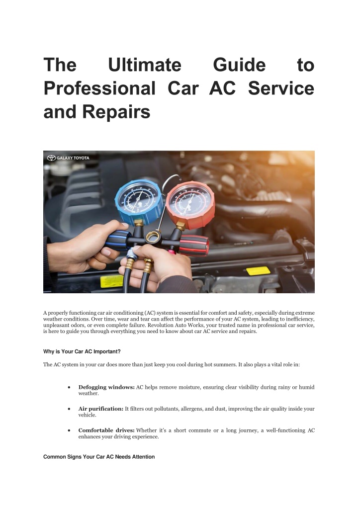 PPT - The Ultimate Guide to Professional Car AC Service and Repairs PowerPoint Presentation - ID:13737178